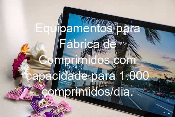 Equipamentos para Fábrica de Comprimidos com capacidade para 1.000 comprimidos/dia.